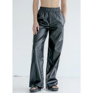 Wide Leg Faux Leather Baggy Pants | San Souci
